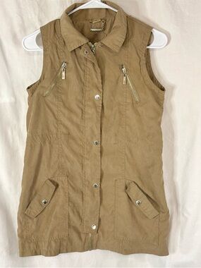 JouJou Woman’s Sleeveless Dark Tan Colored Utility Vest - Size XL